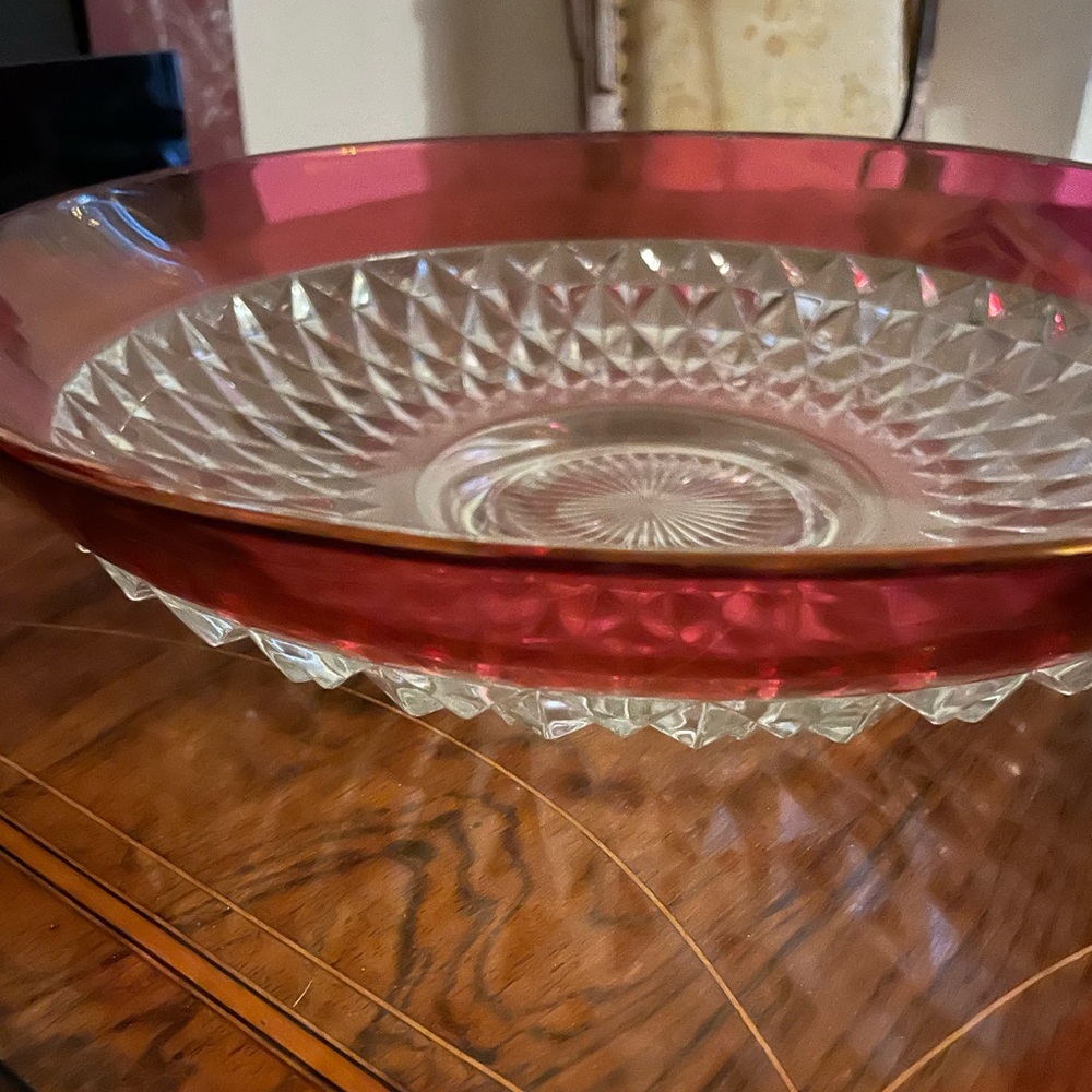Large Vintage 1970’s Decorative Centerpiece bowl with Red Band.